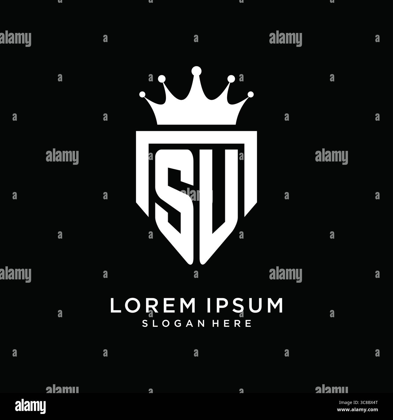 Letter SU logo monogram emblem style with crown shape design template vector graphic vector graphic Stock Vector