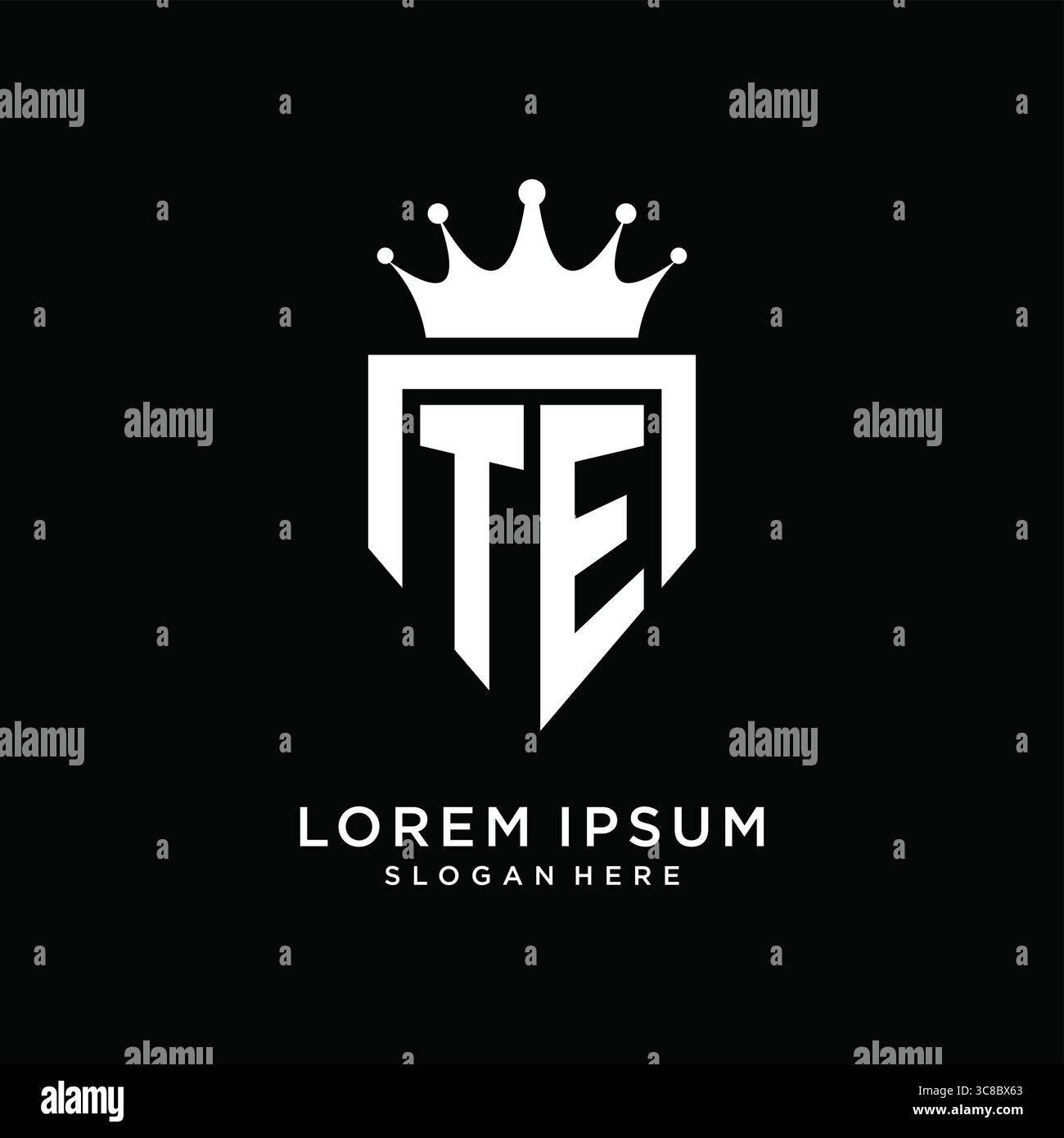 Letter TE logo monogram emblem style with crown shape design template vector graphic vector graphic Stock Vector