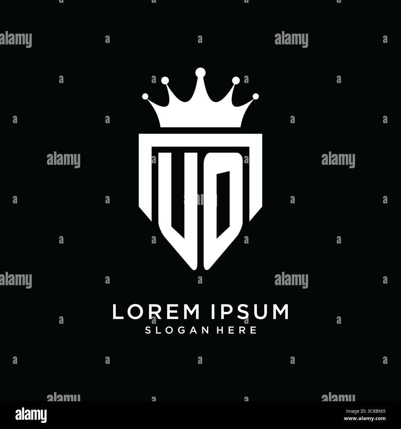 Letter UO logo monogram emblem style with crown shape design template vector graphic vector graphic Stock Vector