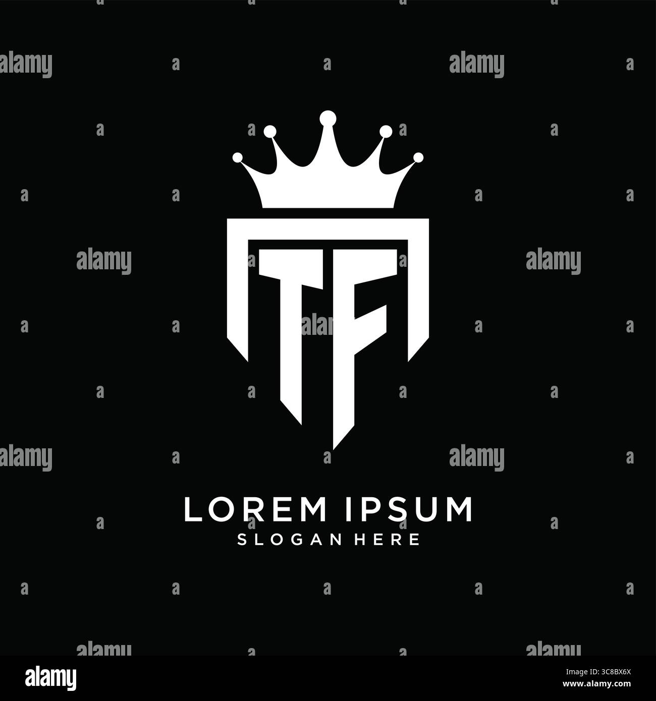Letter TF logo monogram emblem style with crown shape design template vector graphic vector graphic Stock Vector