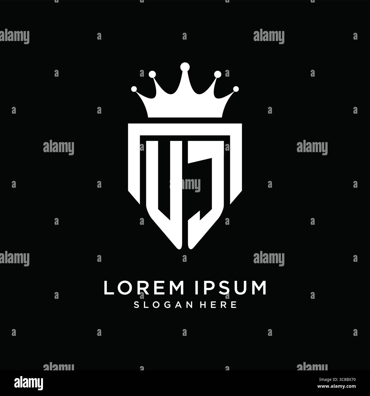 Letter UJ logo monogram emblem style with crown shape design template vector graphic vector graphic Stock Vector