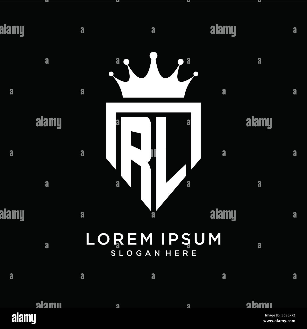 Letter RL logo monogram emblem style with crown shape design template vector graphic vector graphic Stock Vector