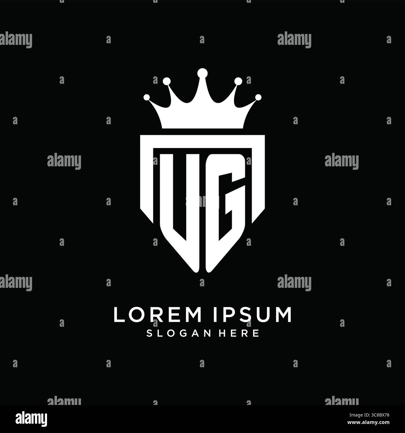 Letter UG logo monogram emblem style with crown shape design template vector graphic vector graphic Stock Vector