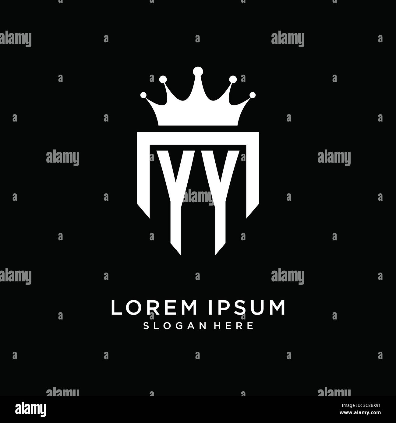 Letter YY logo monogram emblem style with crown shape design template vector graphic vector graphic Stock Vector