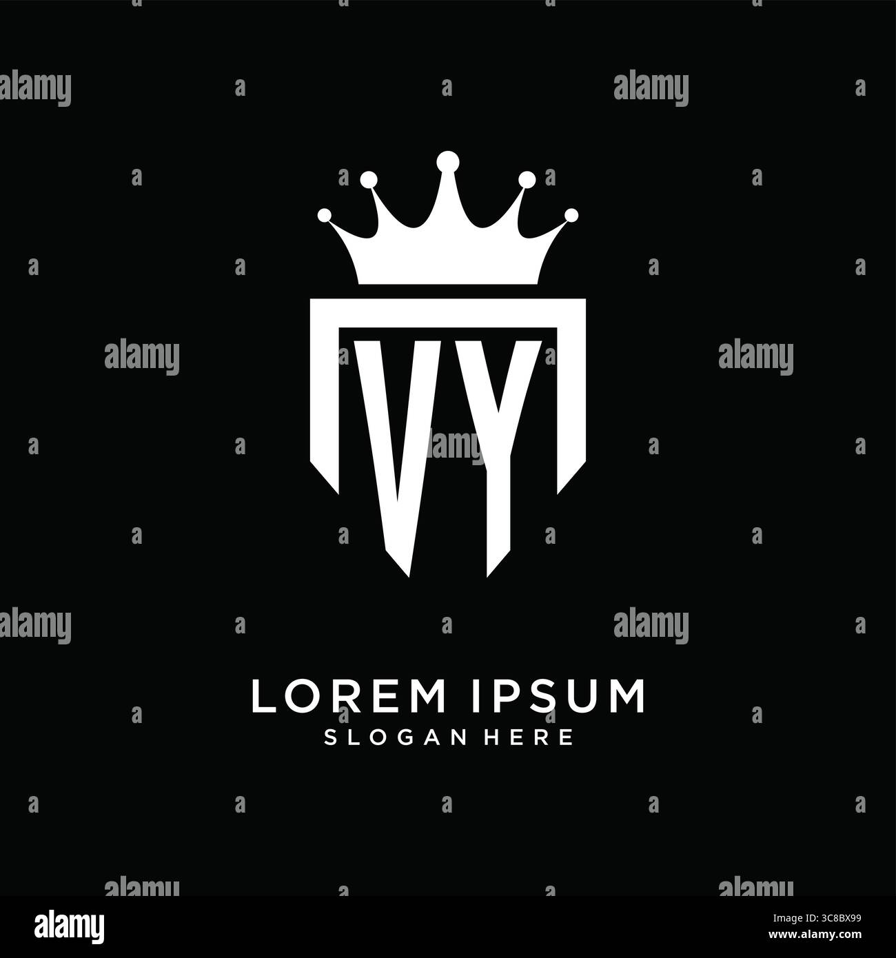 Letter VY logo monogram emblem style with crown shape design template vector graphic vector graphic Stock Vector