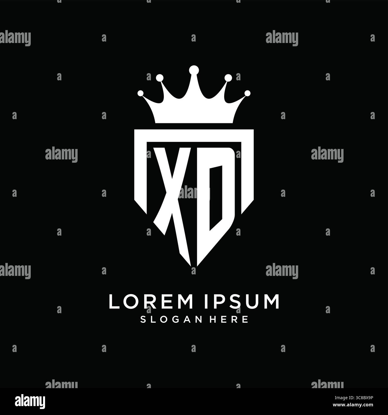 Letter XD logo monogram emblem style with crown shape design template vector graphic vector graphic Stock Vector