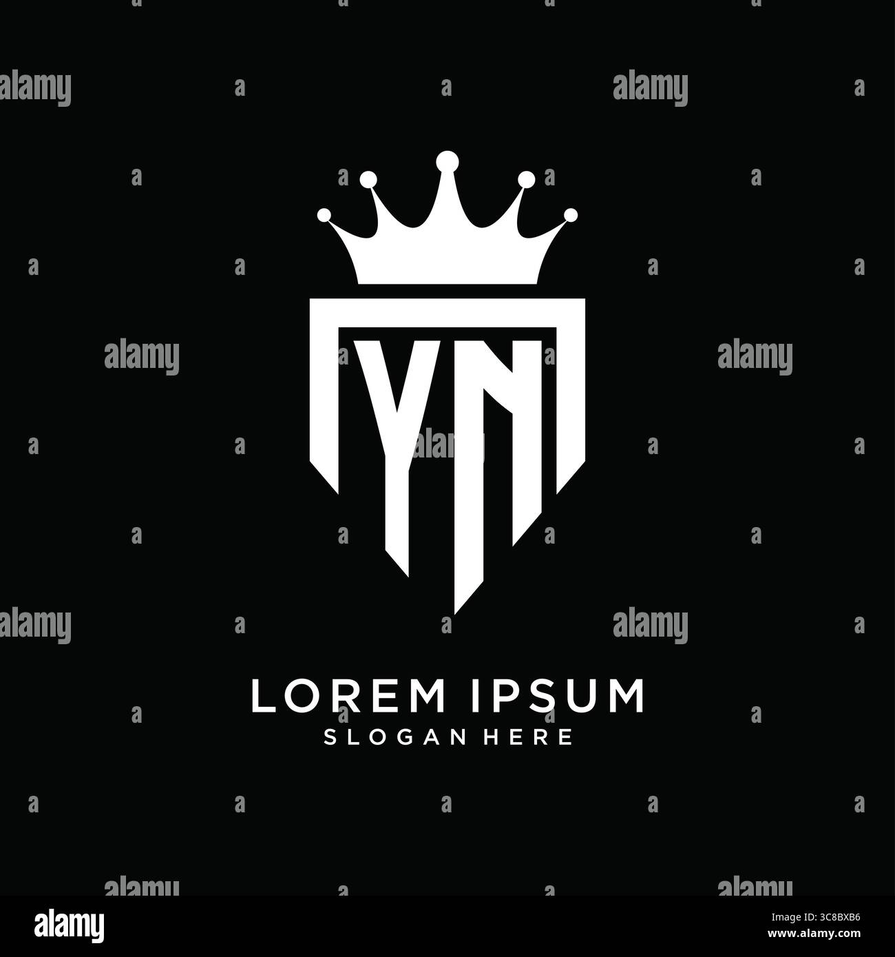 Letter YN logo monogram emblem style with crown shape design template vector graphic vector graphic Stock Vector