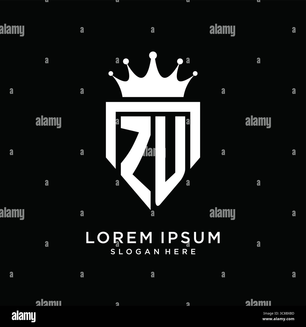 Letter ZU logo monogram emblem style with crown shape design template vector graphic vector graphic Stock Vector