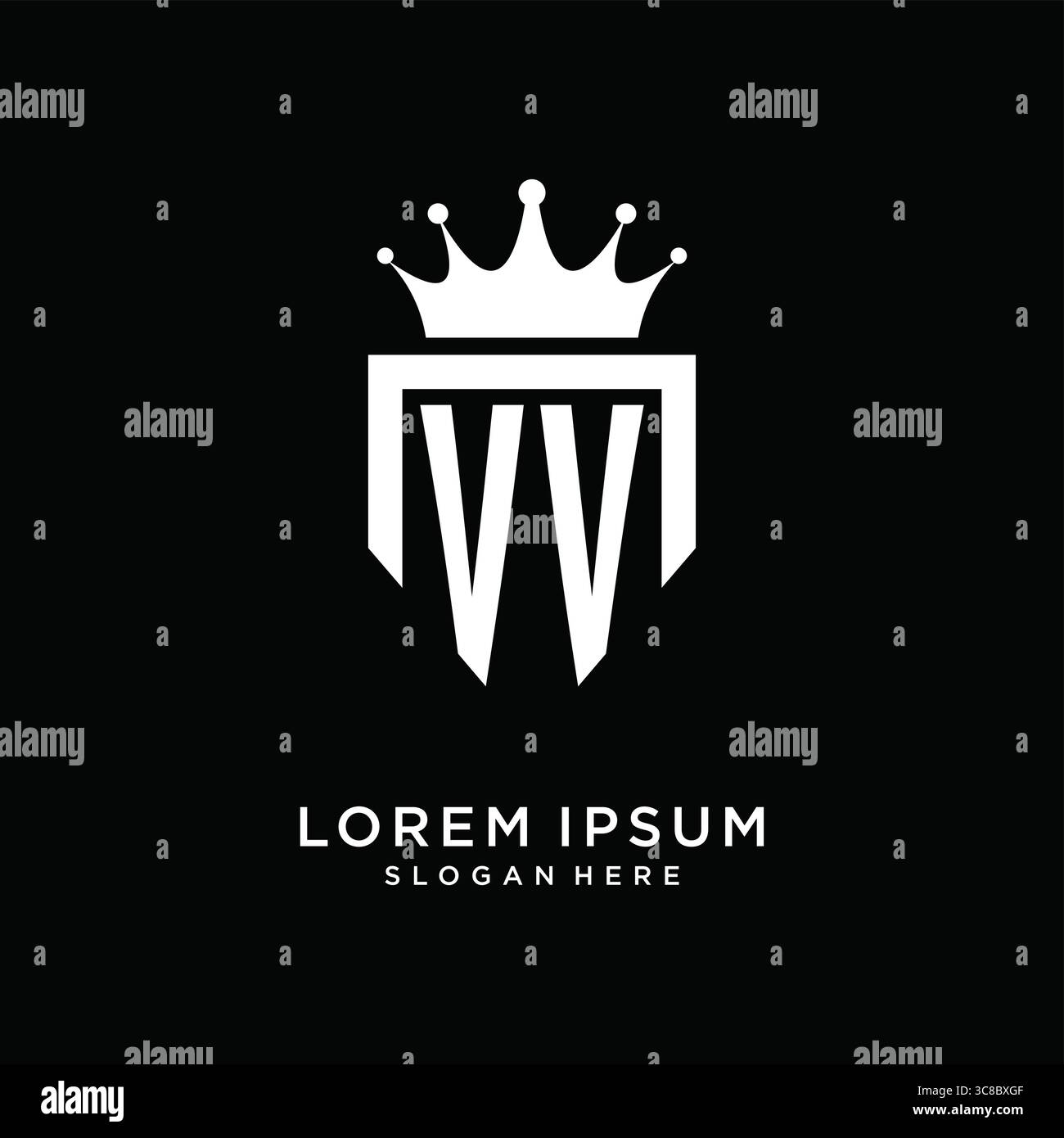 Letter VV logo monogram emblem style with crown shape design template vector graphic vector graphic Stock Vector