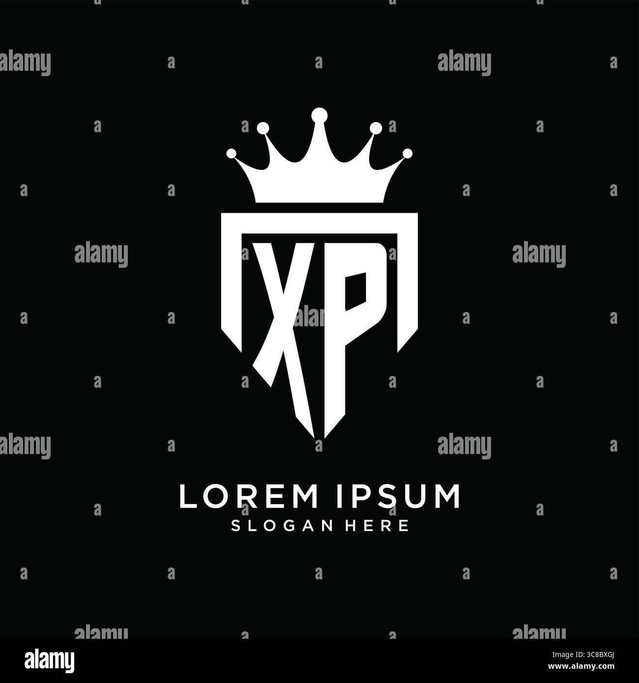 Letter XP logo monogram emblem style with crown shape design template vector graphic vector graphic Stock Vector