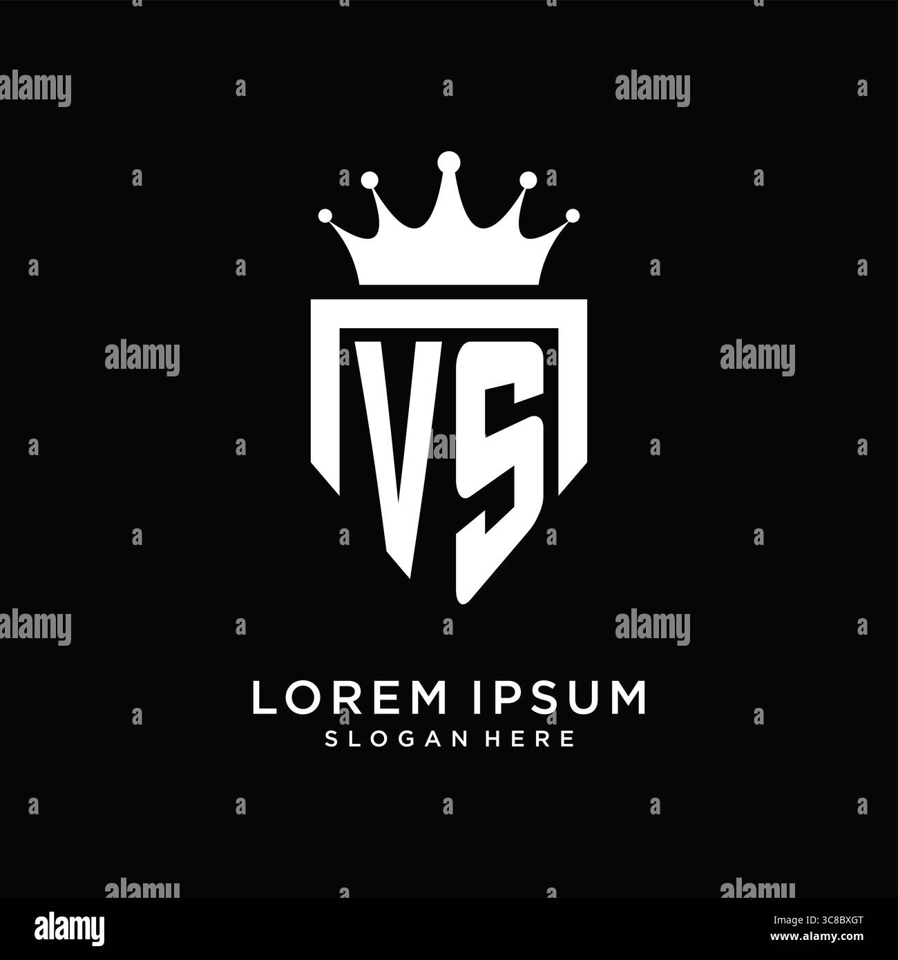 Letter VS logo monogram emblem style with crown shape design template vector graphic vector graphic Stock Vector