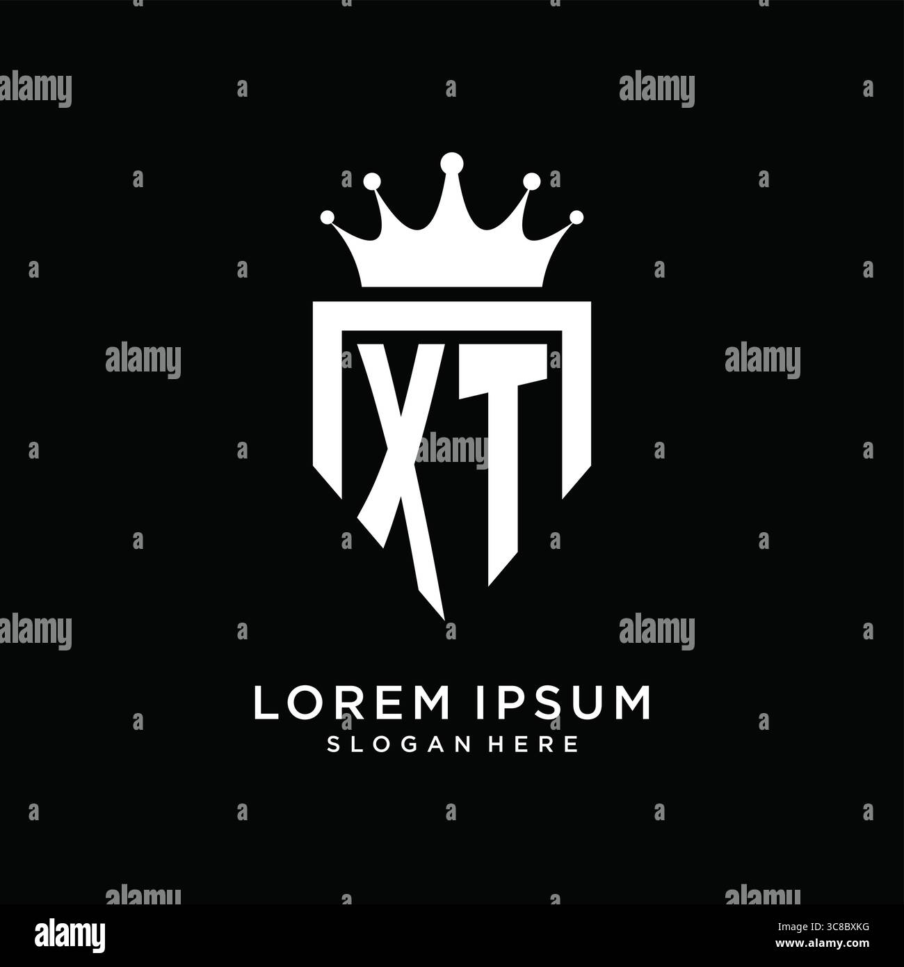 Letter XT logo monogram emblem style with crown shape design template vector graphic vector graphic Stock Vector
