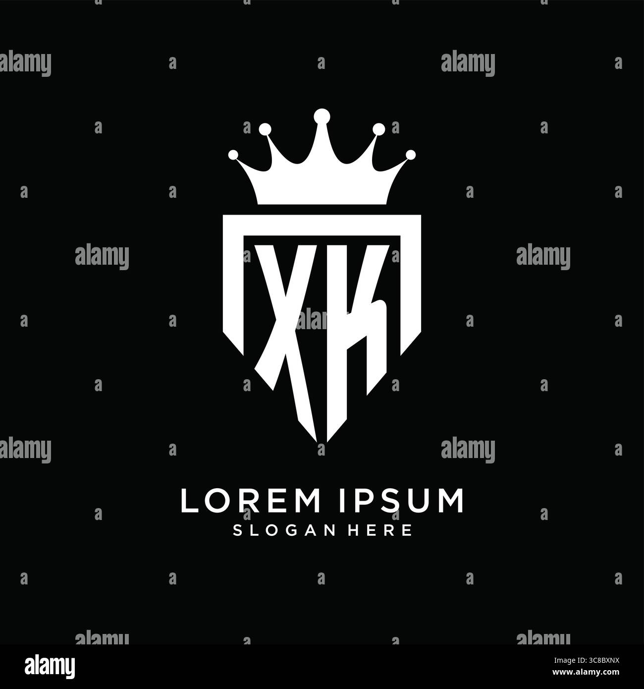 Letter XK logo monogram emblem style with crown shape design template vector graphic vector graphic Stock Vector