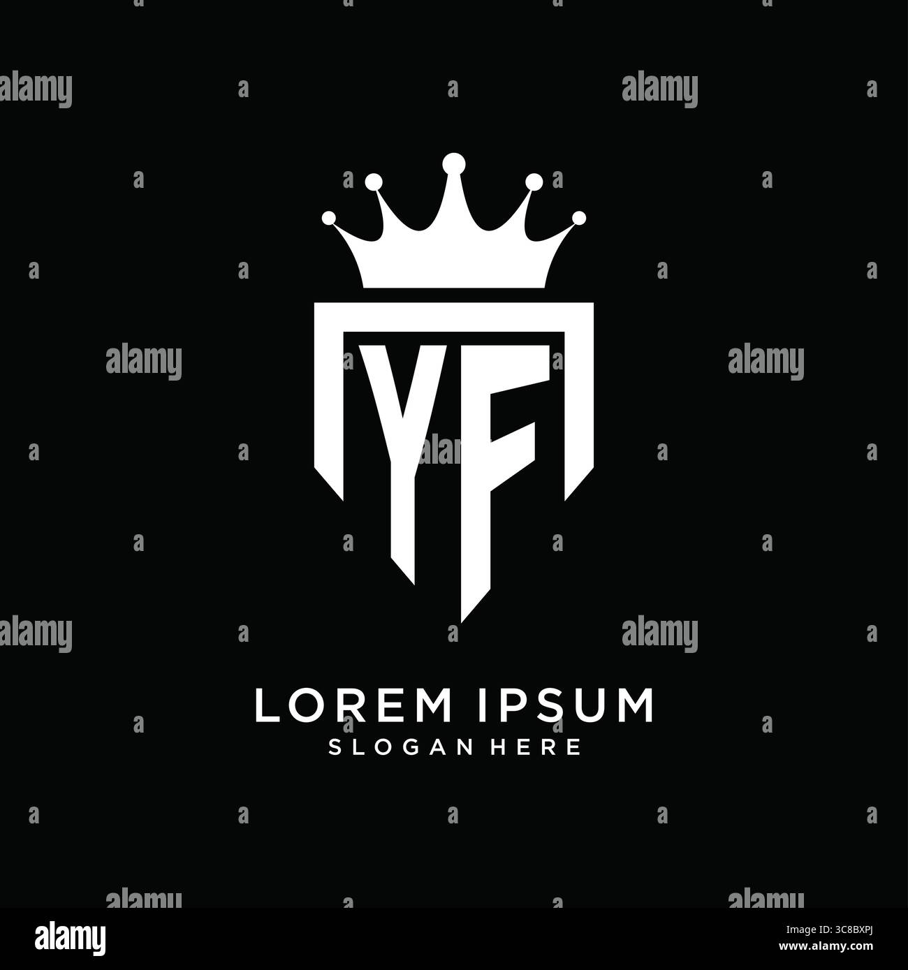 Letter YF logo monogram emblem style with crown shape design template vector graphic vector graphic Stock Vector