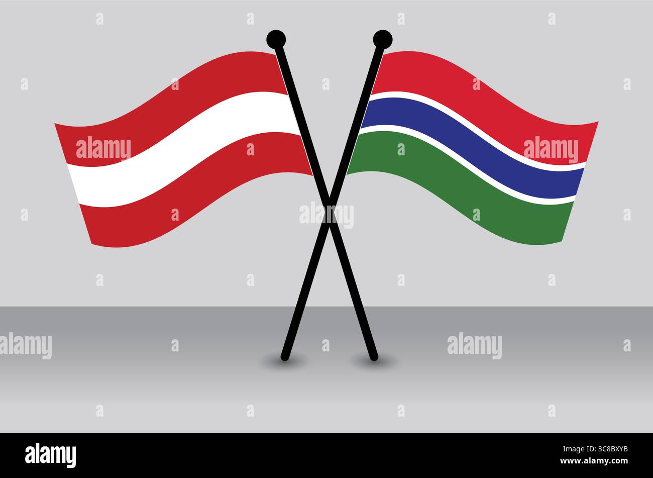 Crossed flags of austria and the gambia hi res stock photography and