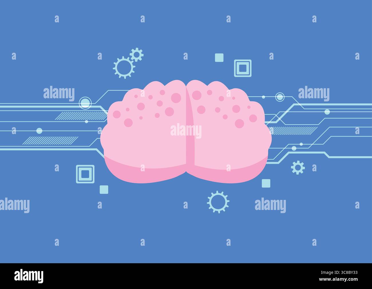 Artificial intelligence digital brain technology and engineering concept. Vector illustration Stock Vector