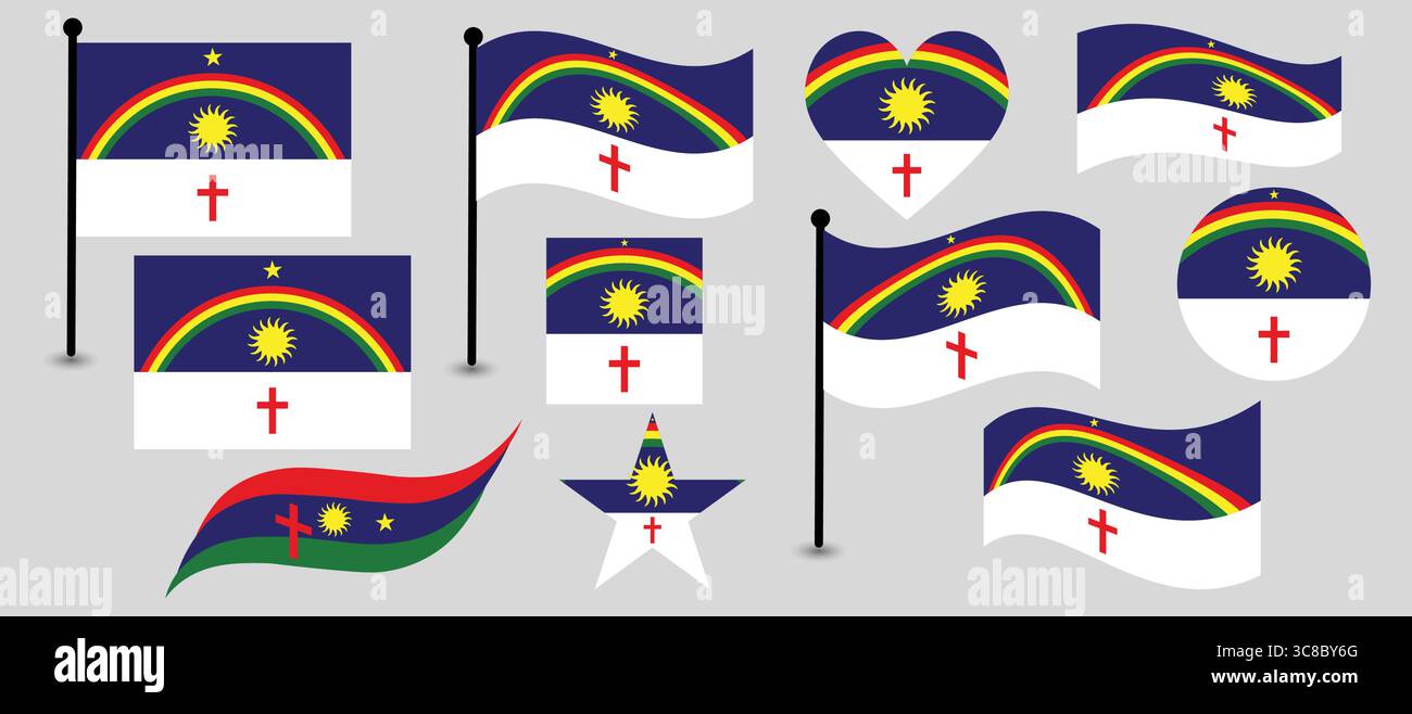 Pernambuco State Flags of Brazil Vector Illustration Including Historical Flags. Stock Vector