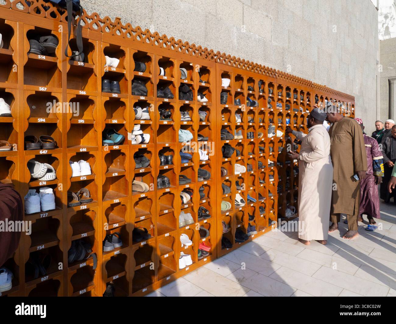 Shoe rack at Quba Mosque in Medina, Saudi Arabia Stock Photo - Alamy