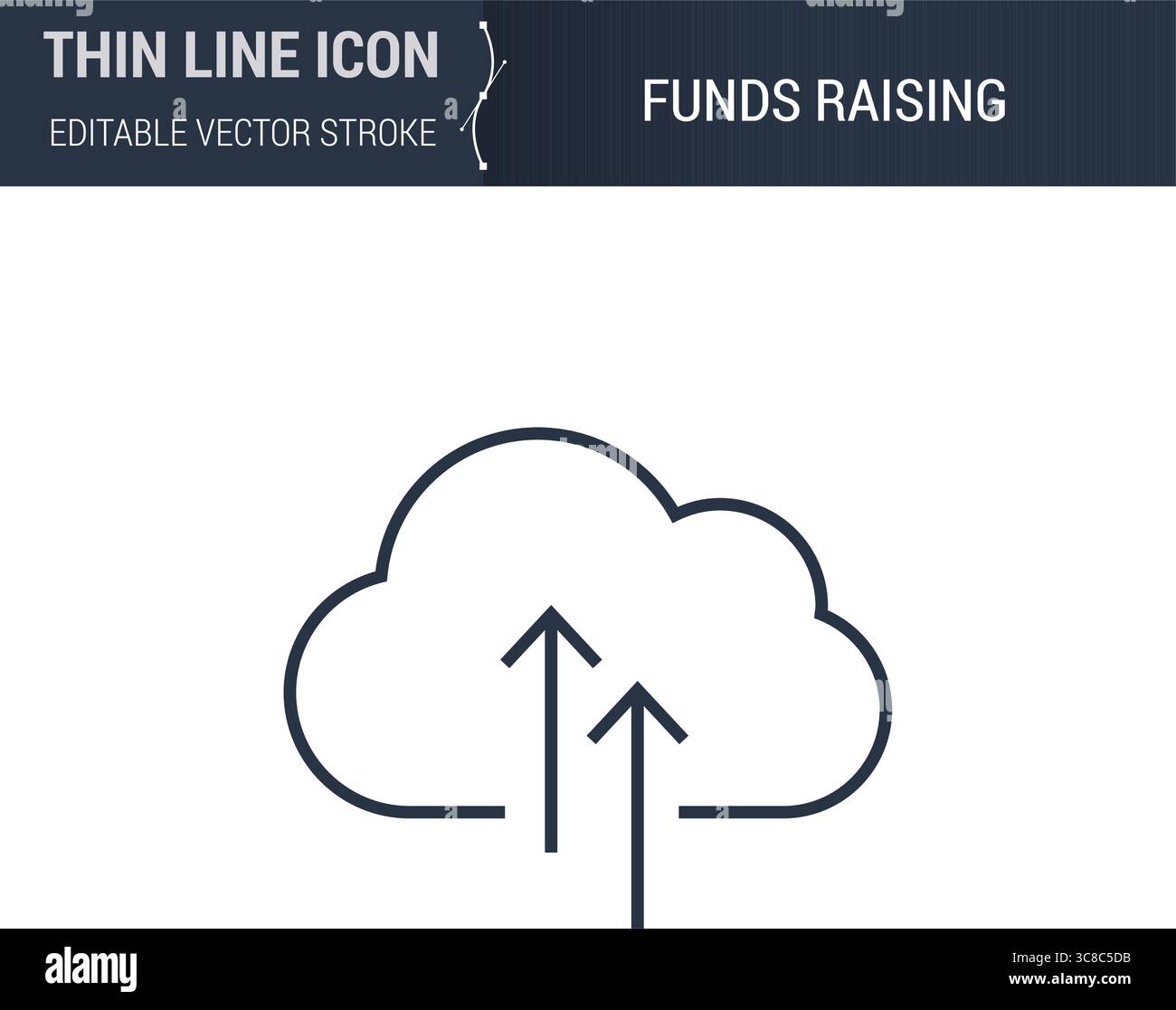 Funds Raising Symbol - Thin Line Business Icon. Ideal for Web Design. Quality Outline Vector Concept. Premium, Simple, Elegant Logo. Stock Vector