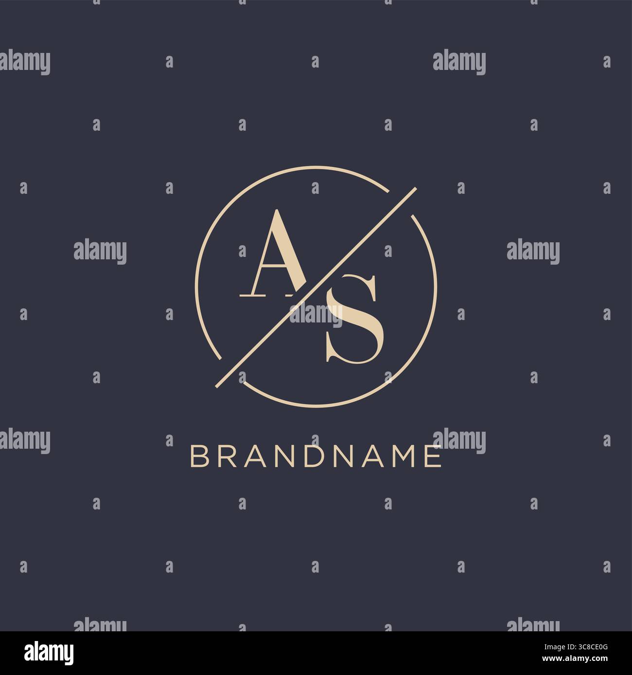 Initial letter AS logo with simple circle line elegant look monogram logo style vector graphic Stock Vector