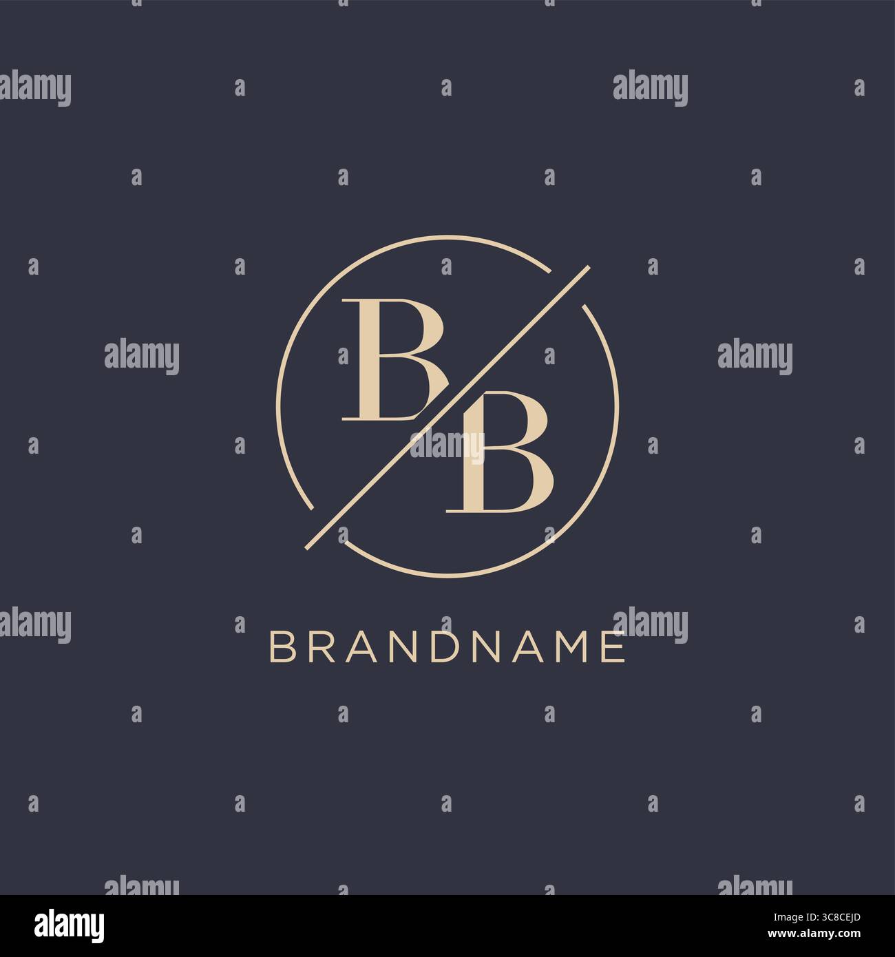 Initial letter BB logo with simple circle line elegant look monogram logo style vector graphic Stock Vector