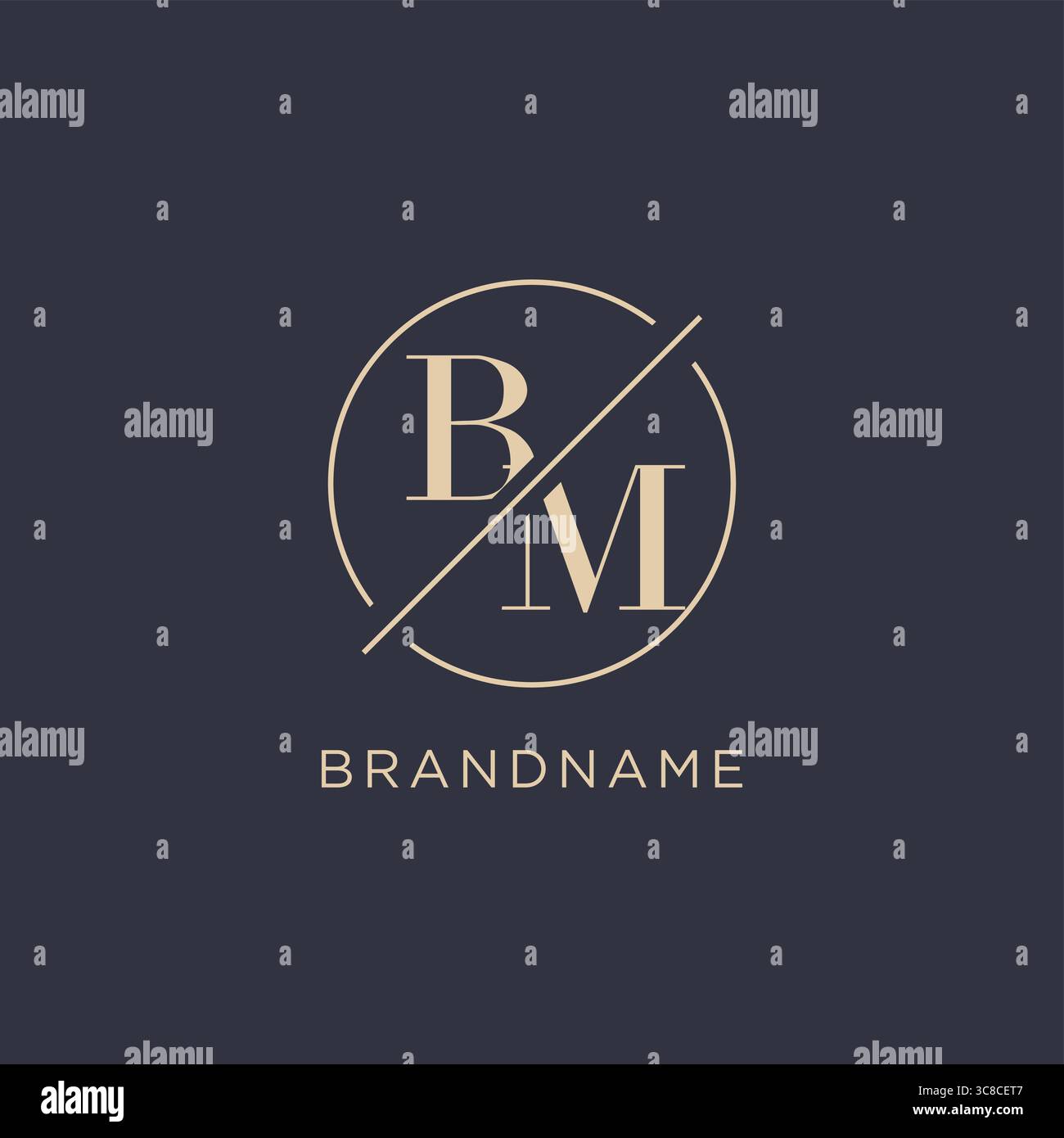 Initial letter BM logo with simple circle line elegant look monogram logo style vector graphic Stock Vector