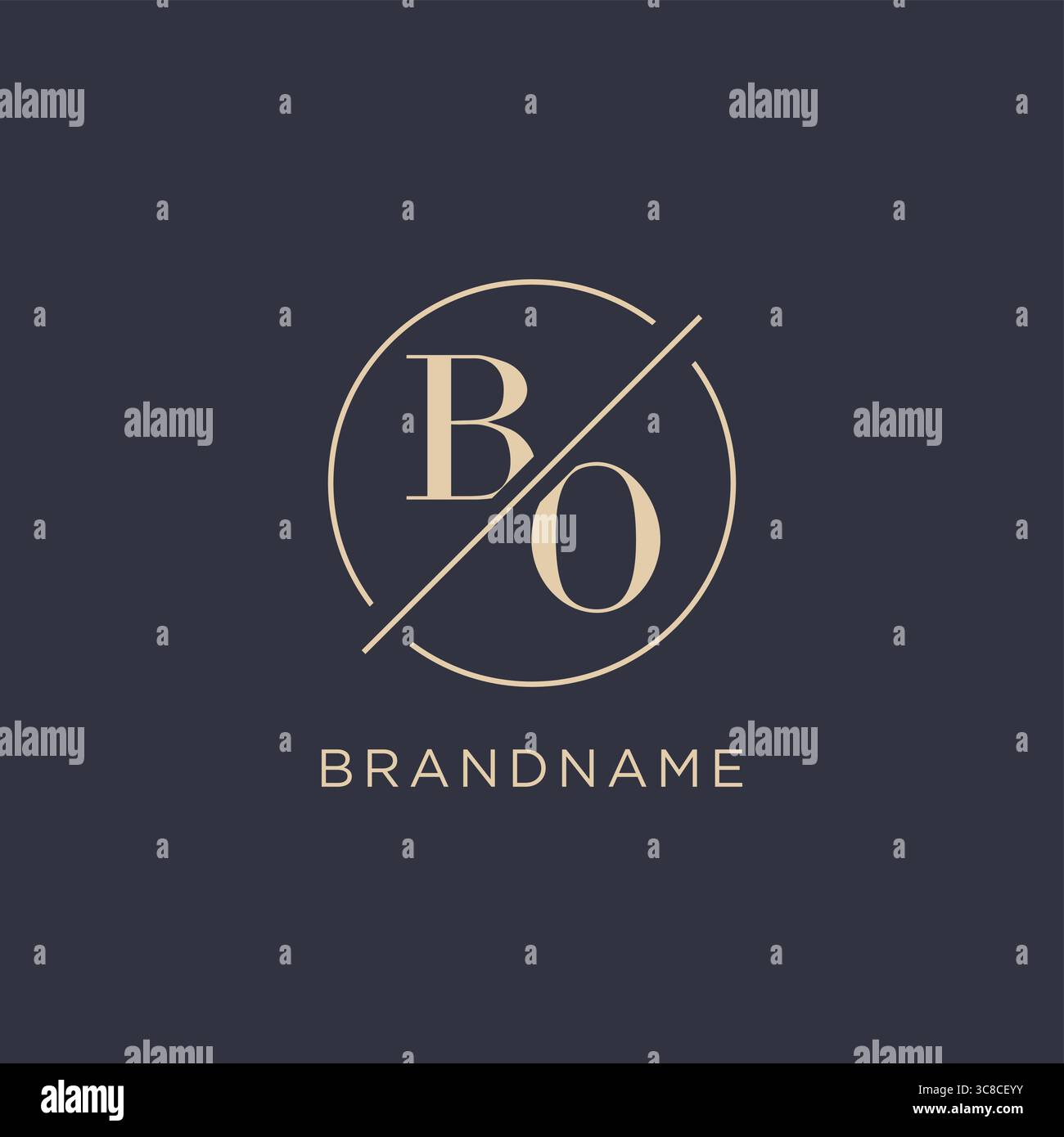 Initial letter BO logo with simple circle line elegant look monogram logo style vector graphic Stock Vector