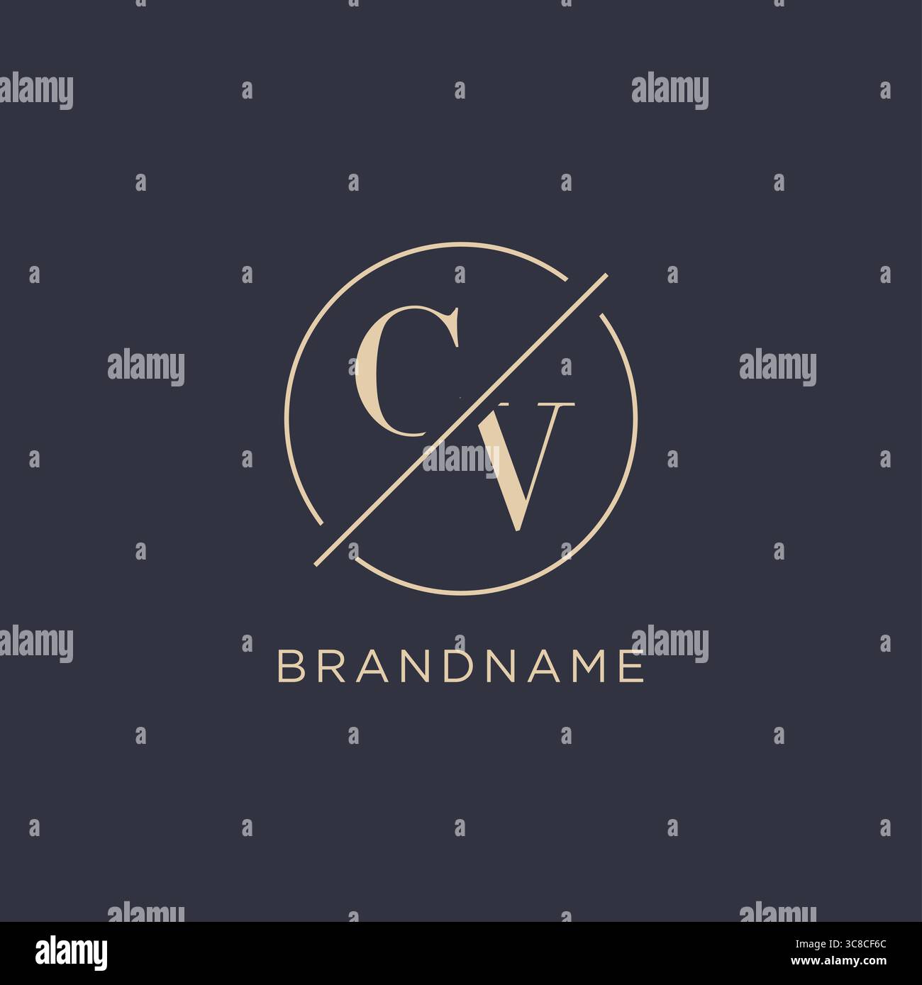 Initial letter CV logo with simple circle line elegant look monogram logo style vector graphic Stock Vector