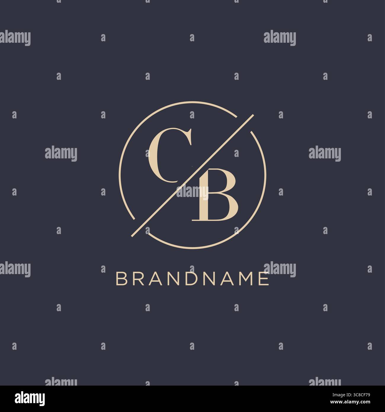 Initial letter CB logo with simple circle line elegant look monogram logo style vector graphic Stock Vector