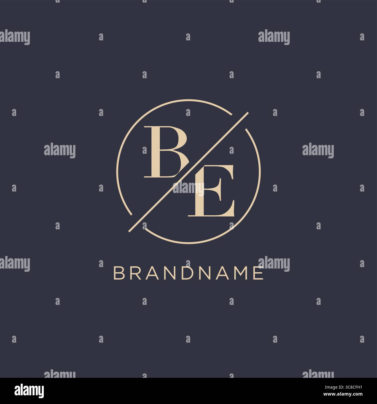 Initial letter BE logo with simple circle line elegant look monogram logo style vector graphic Stock Vector