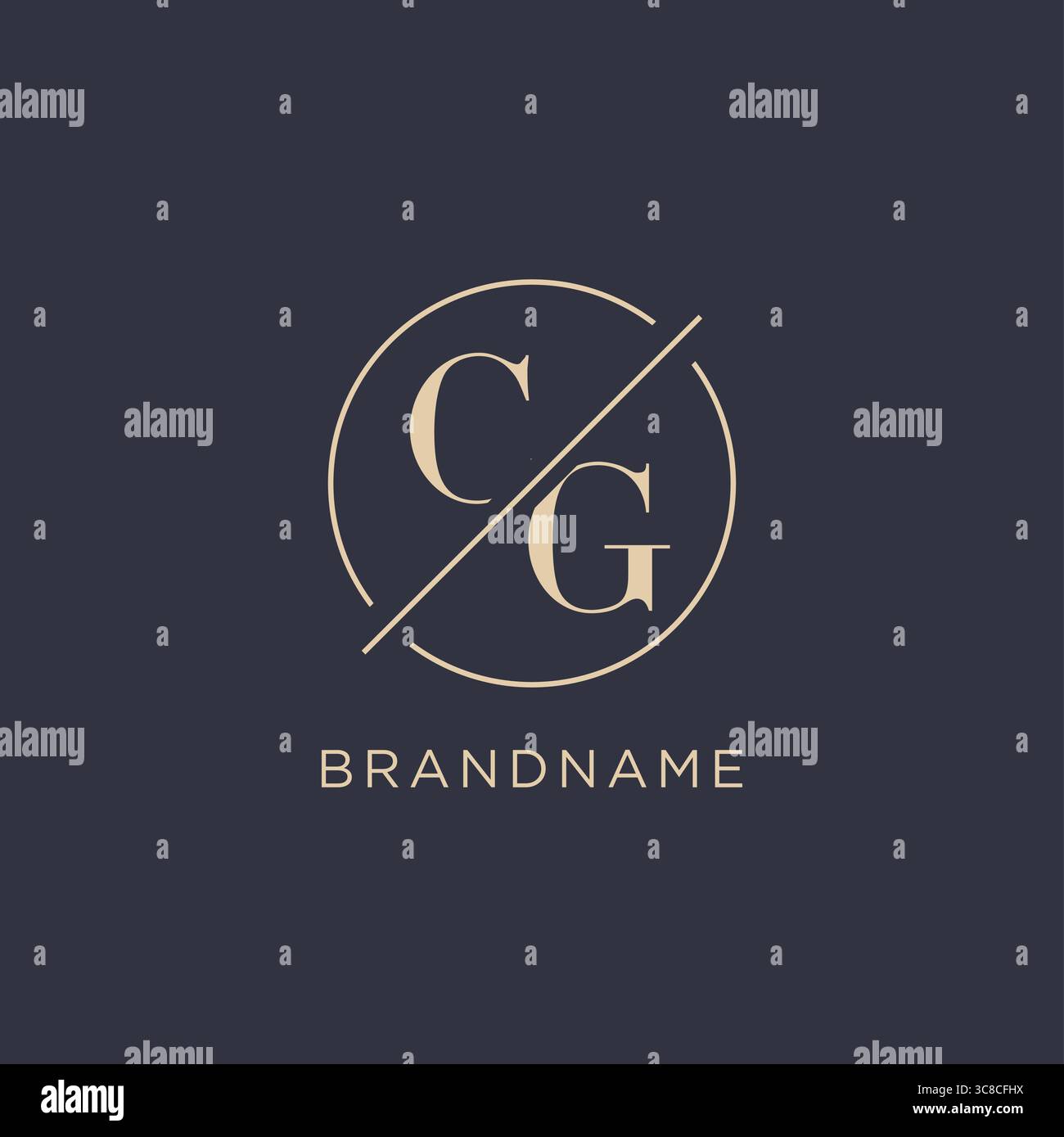 Initial letter CG logo with simple circle line elegant look monogram logo style vector graphic Stock Vector
