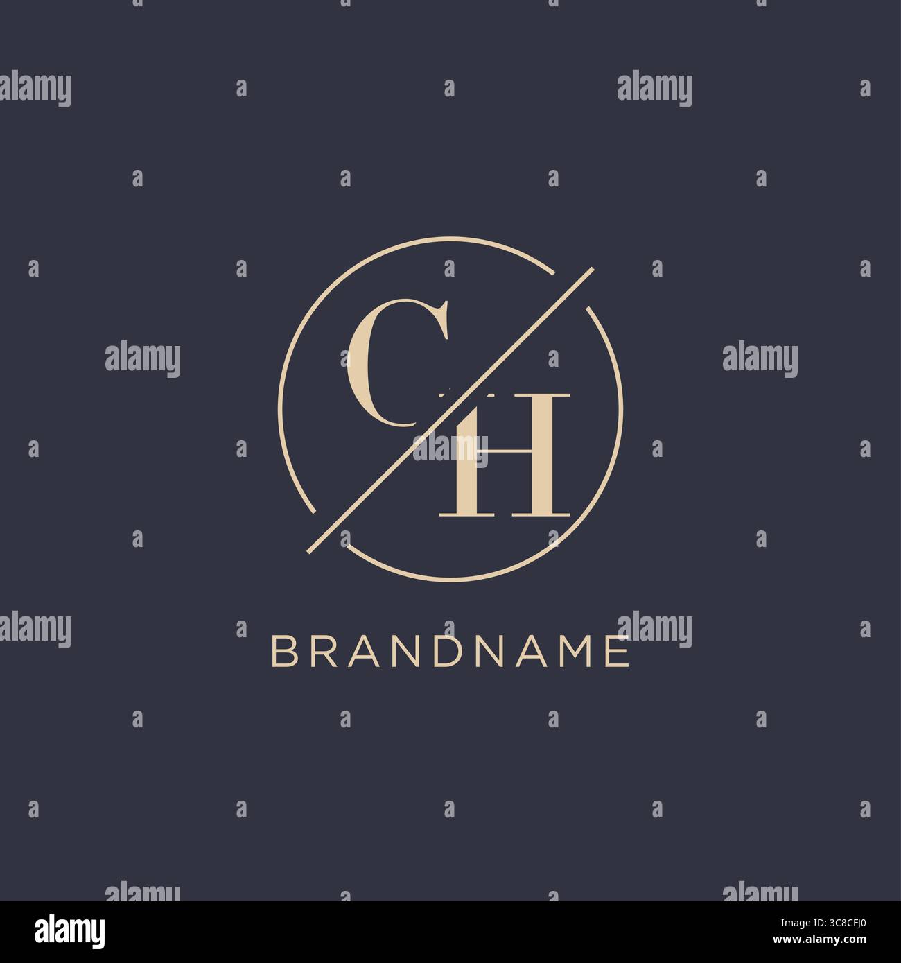 Initial letter CH logo with simple circle line elegant look monogram logo style vector graphic Stock Vector