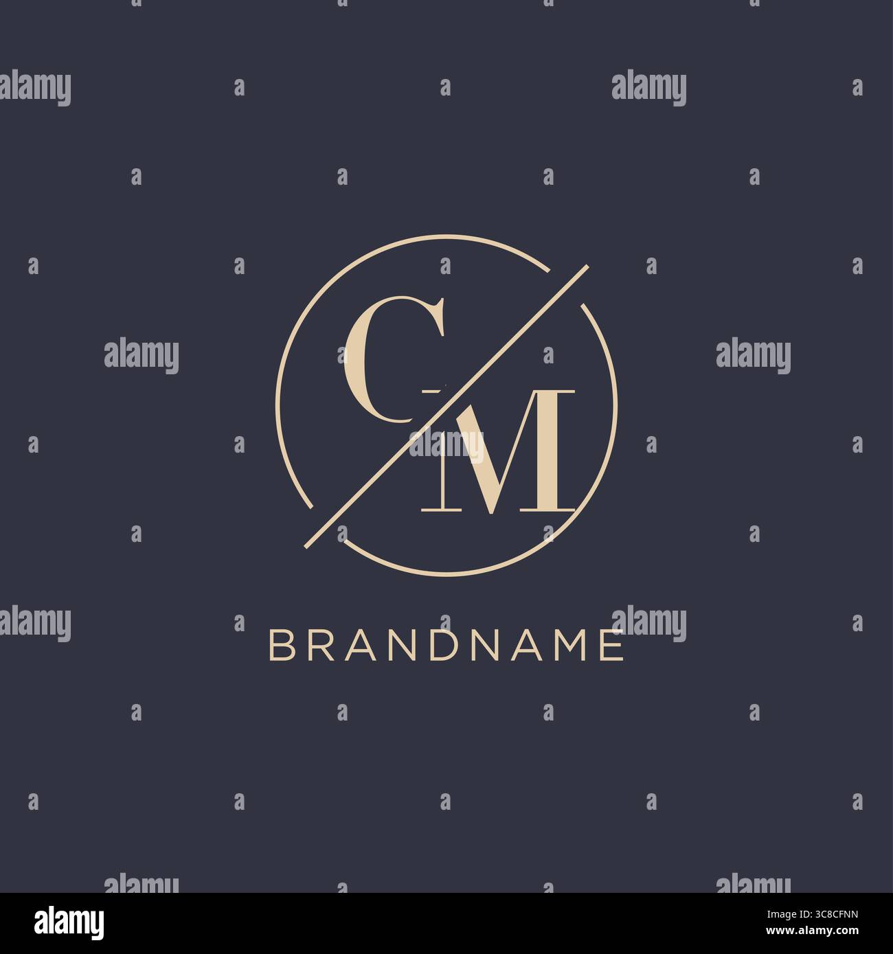 Initial letter CM logo with simple circle line elegant look monogram logo style vector graphic Stock Vector