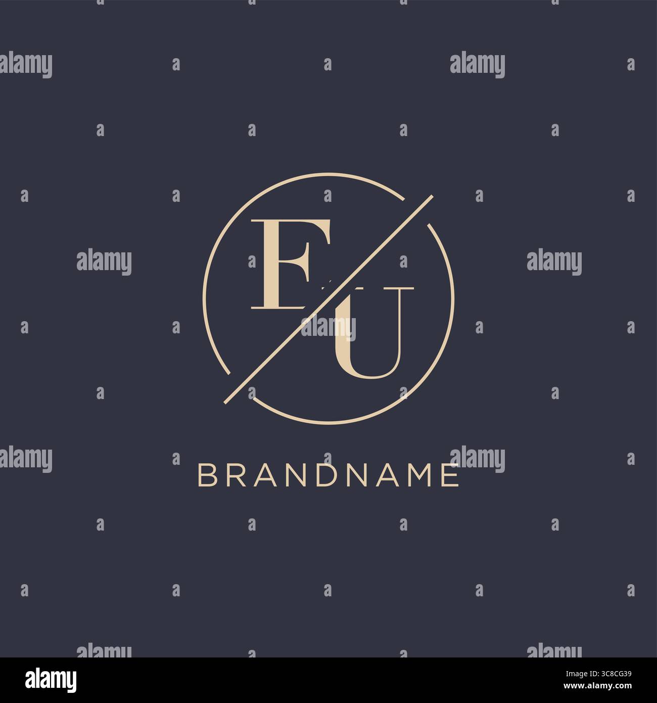 Initial letter EU logo with simple circle line elegant look monogram logo style vector graphic Stock Vector