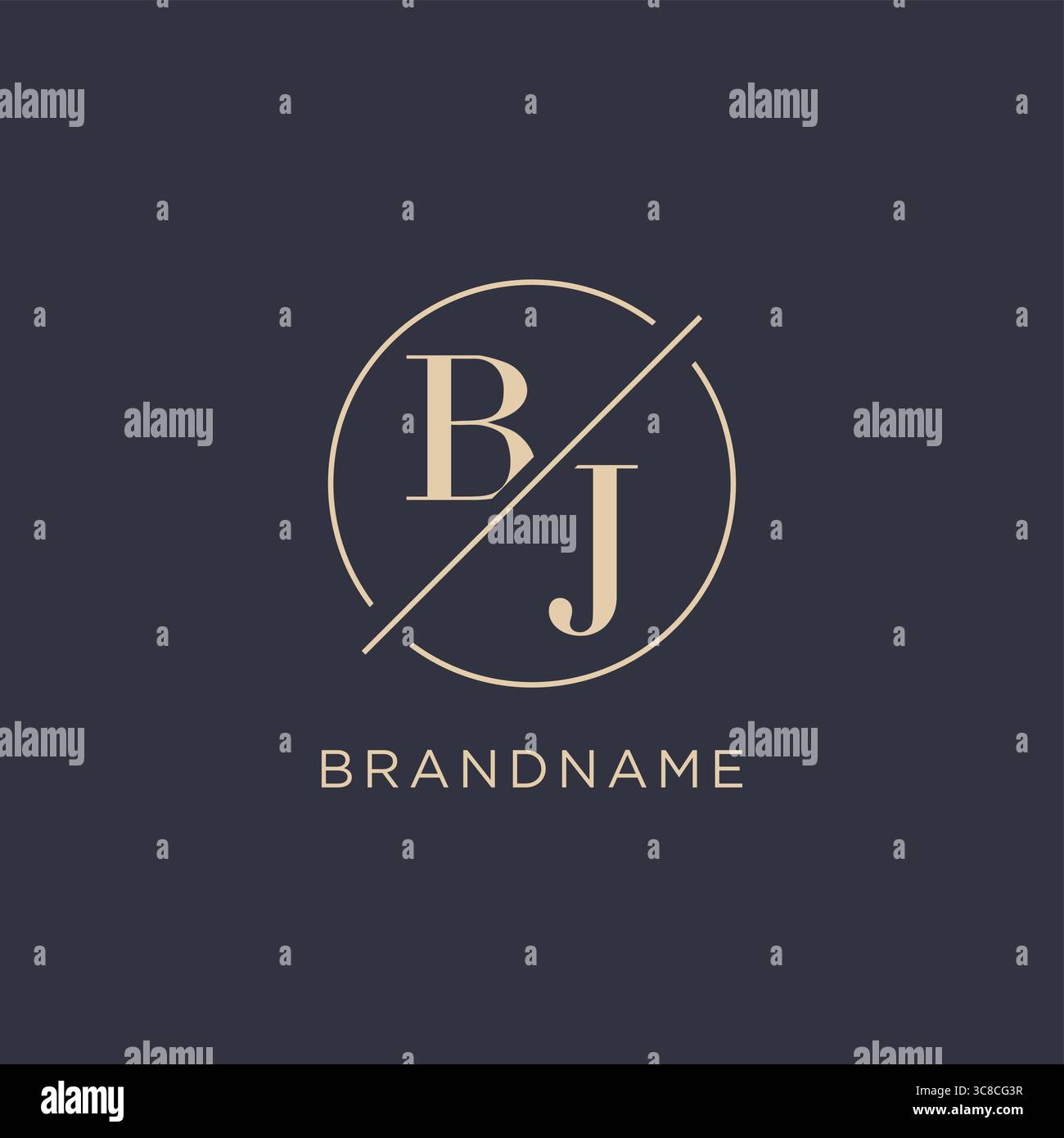 Initial letter BJ logo with simple circle line elegant look monogram logo style vector graphic Stock Vector