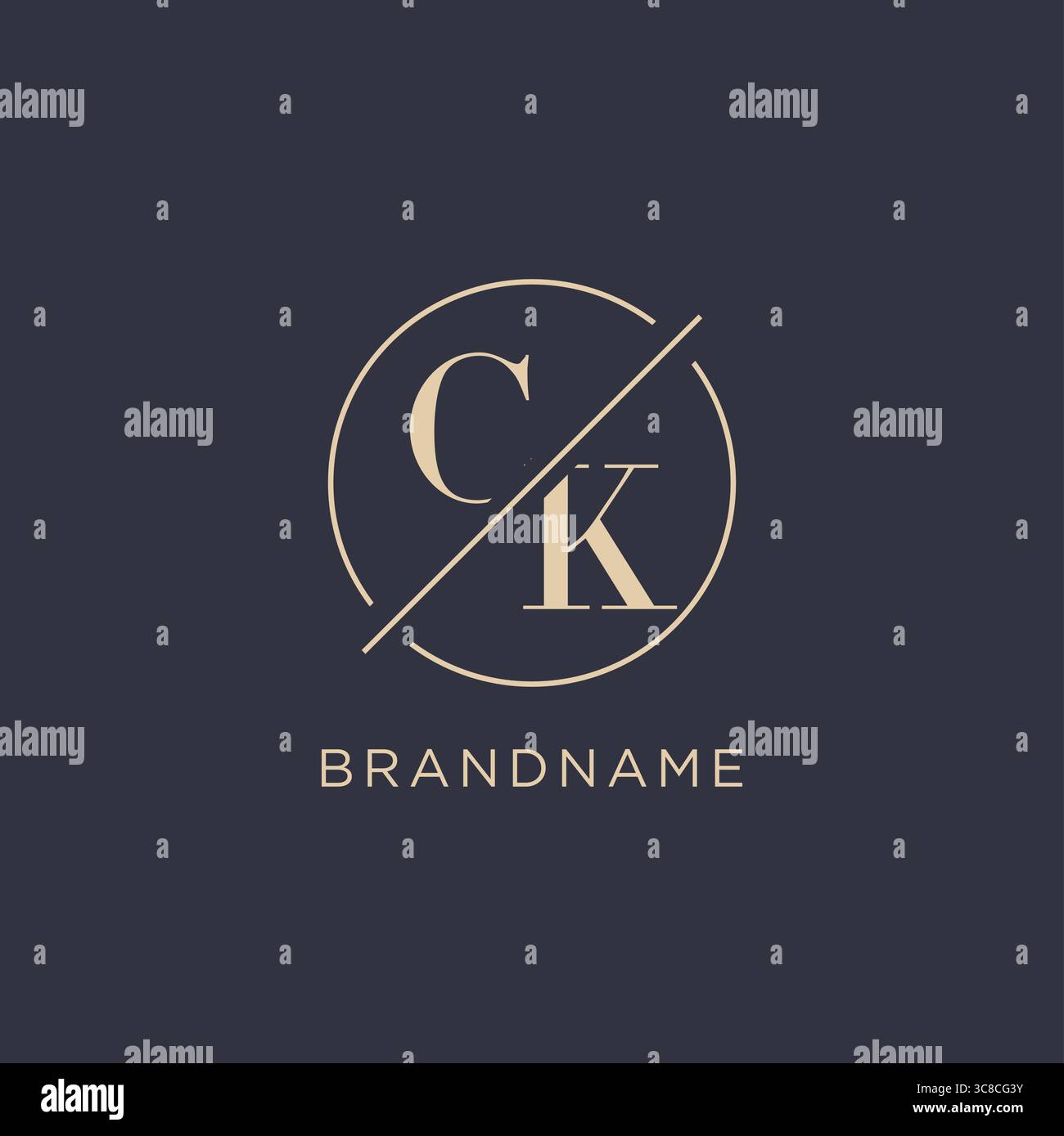 Initial letter CK logo with simple circle line elegant look monogram logo style vector graphic Stock Vector