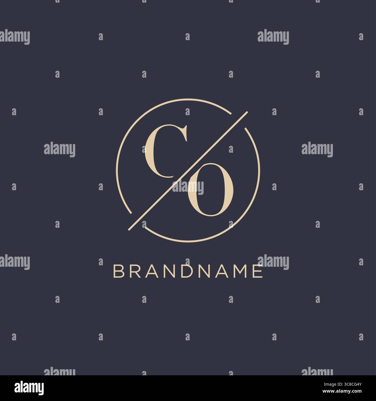 Initial letter CO logo with simple circle line elegant look monogram logo style vector graphic Stock Vector
