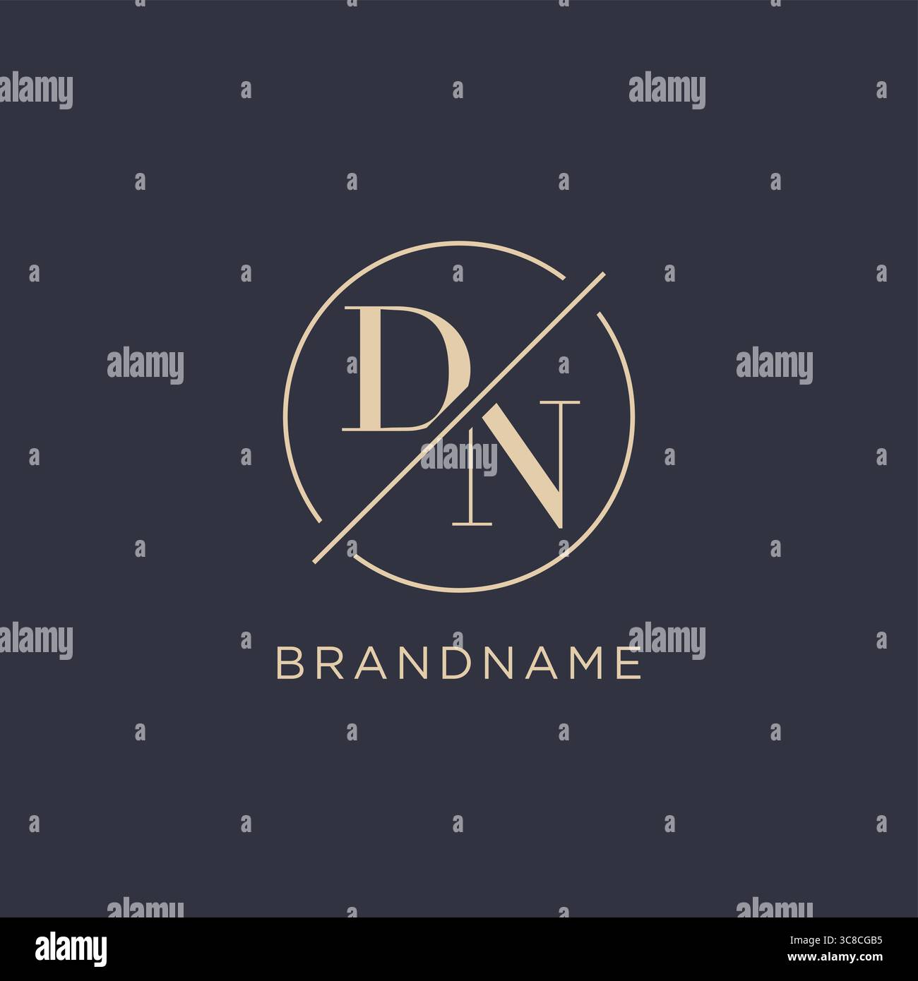 Initial letter DN logo with simple circle line elegant look monogram logo style vector graphic Stock Vector