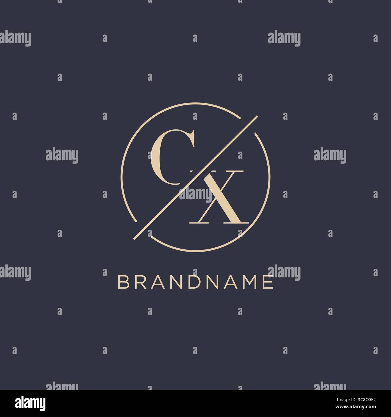 Initial letter CX logo with simple circle line elegant look monogram logo style vector graphic Stock Vector