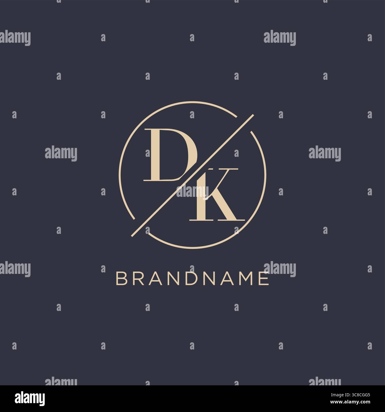 Initial letter DK logo with simple circle line elegant look monogram logo style vector graphic Stock Vector