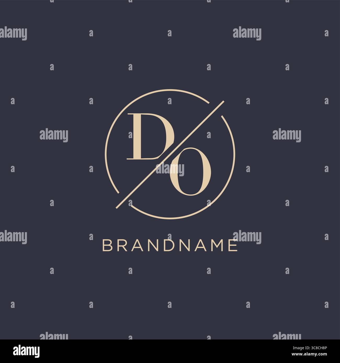 Initial letter DO logo with simple circle line elegant look monogram logo style vector graphic Stock Vector