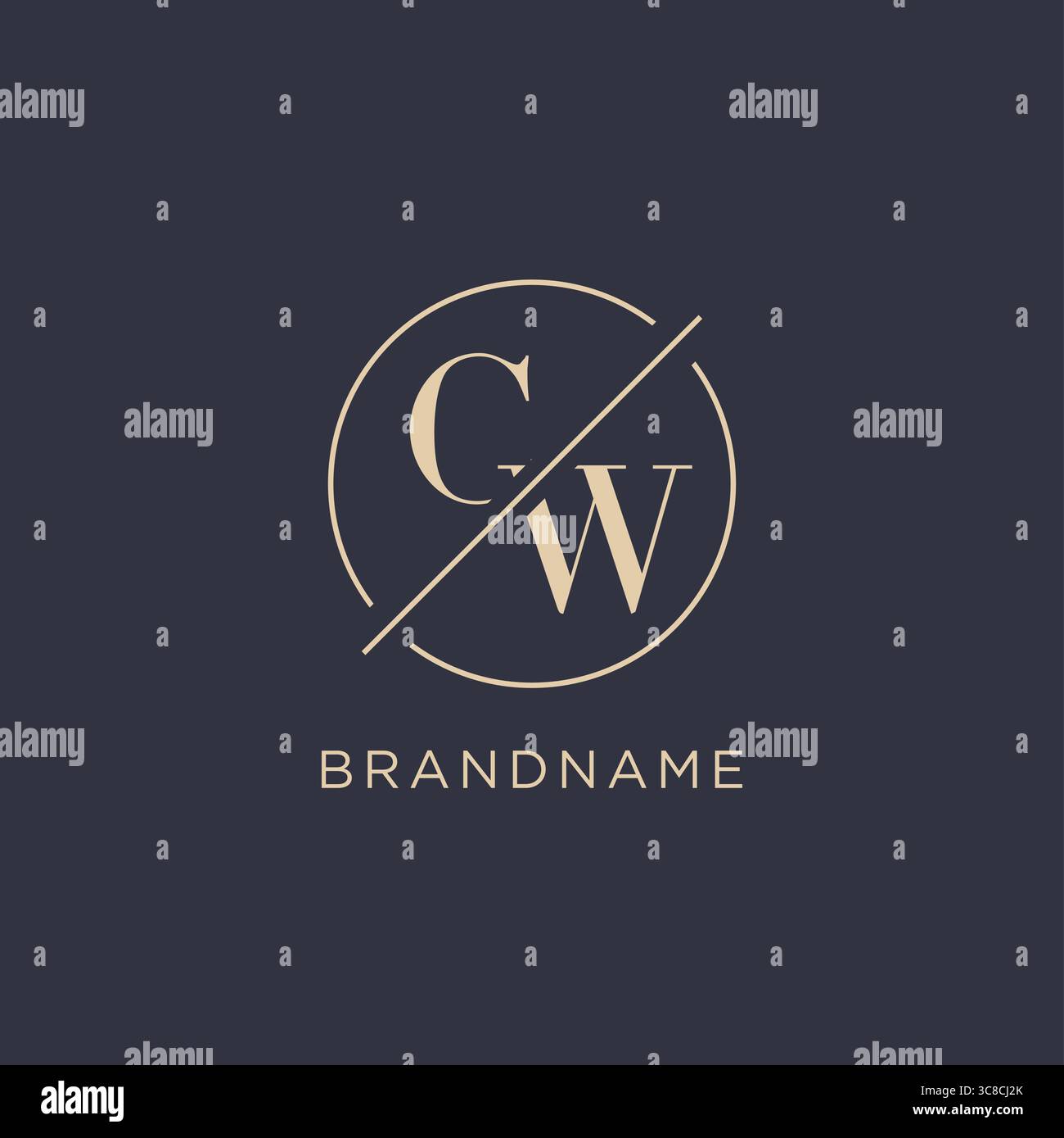 Initial letter CW logo with simple circle line elegant look monogram ...
