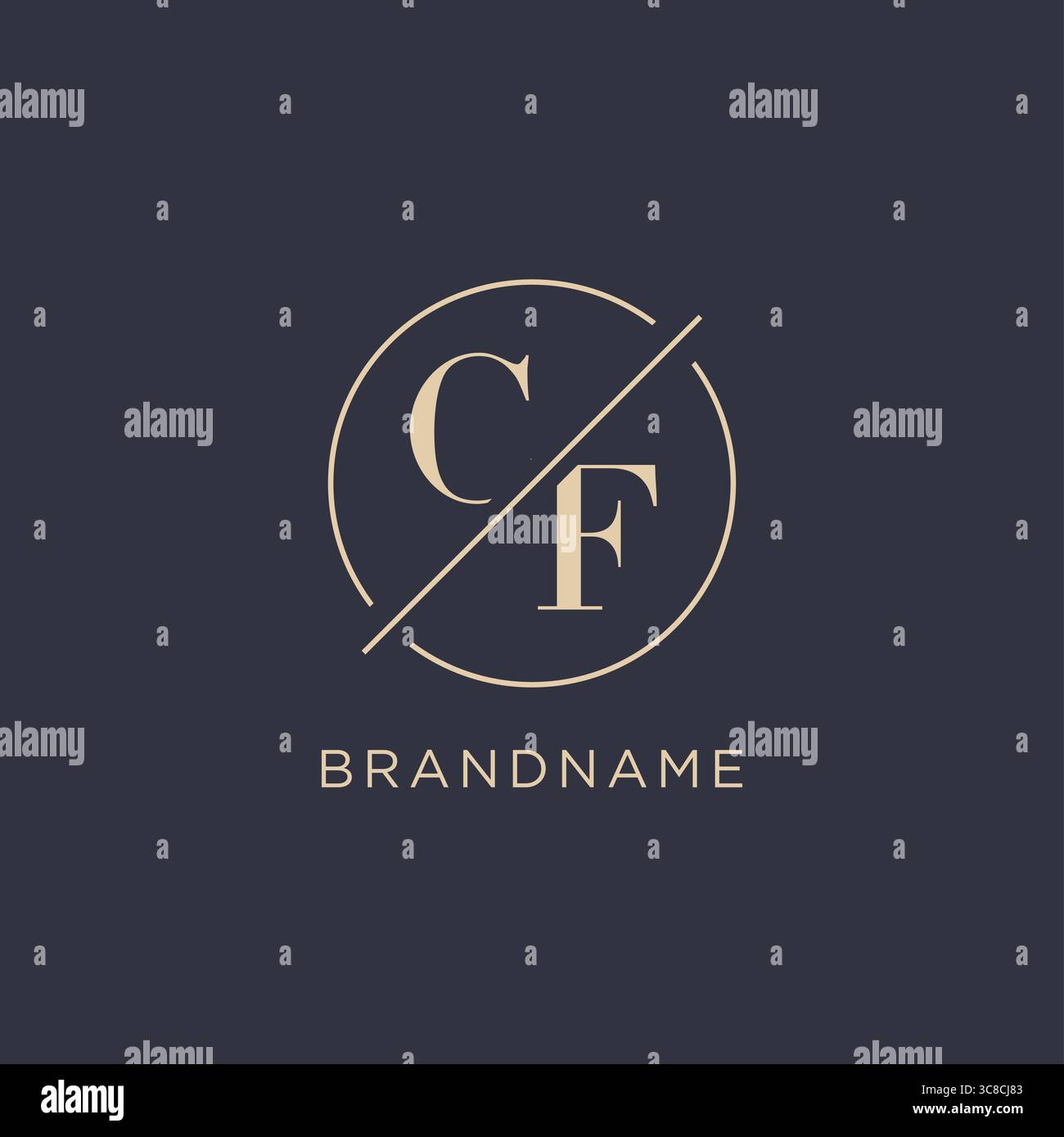 Initial letter CF logo with simple circle line elegant look monogram logo style vector graphic Stock Vector