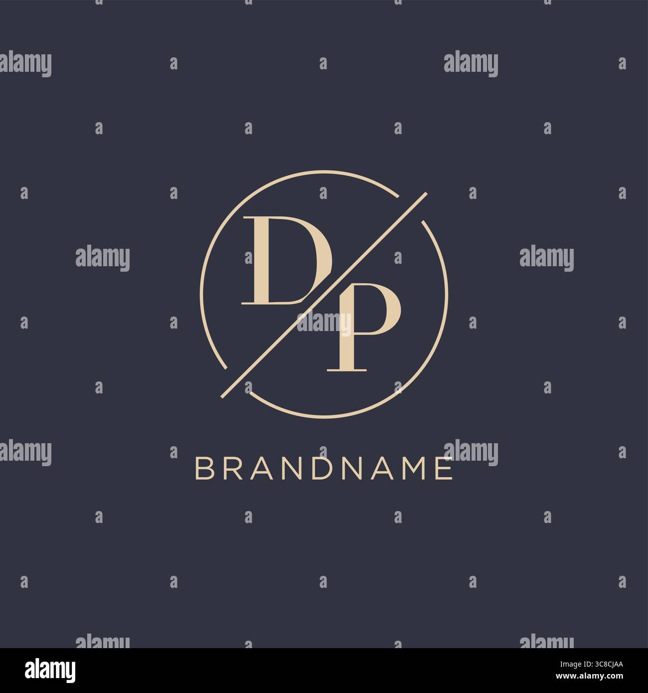 Initial letter DP logo with simple circle line elegant look monogram logo style vector graphic Stock Vector