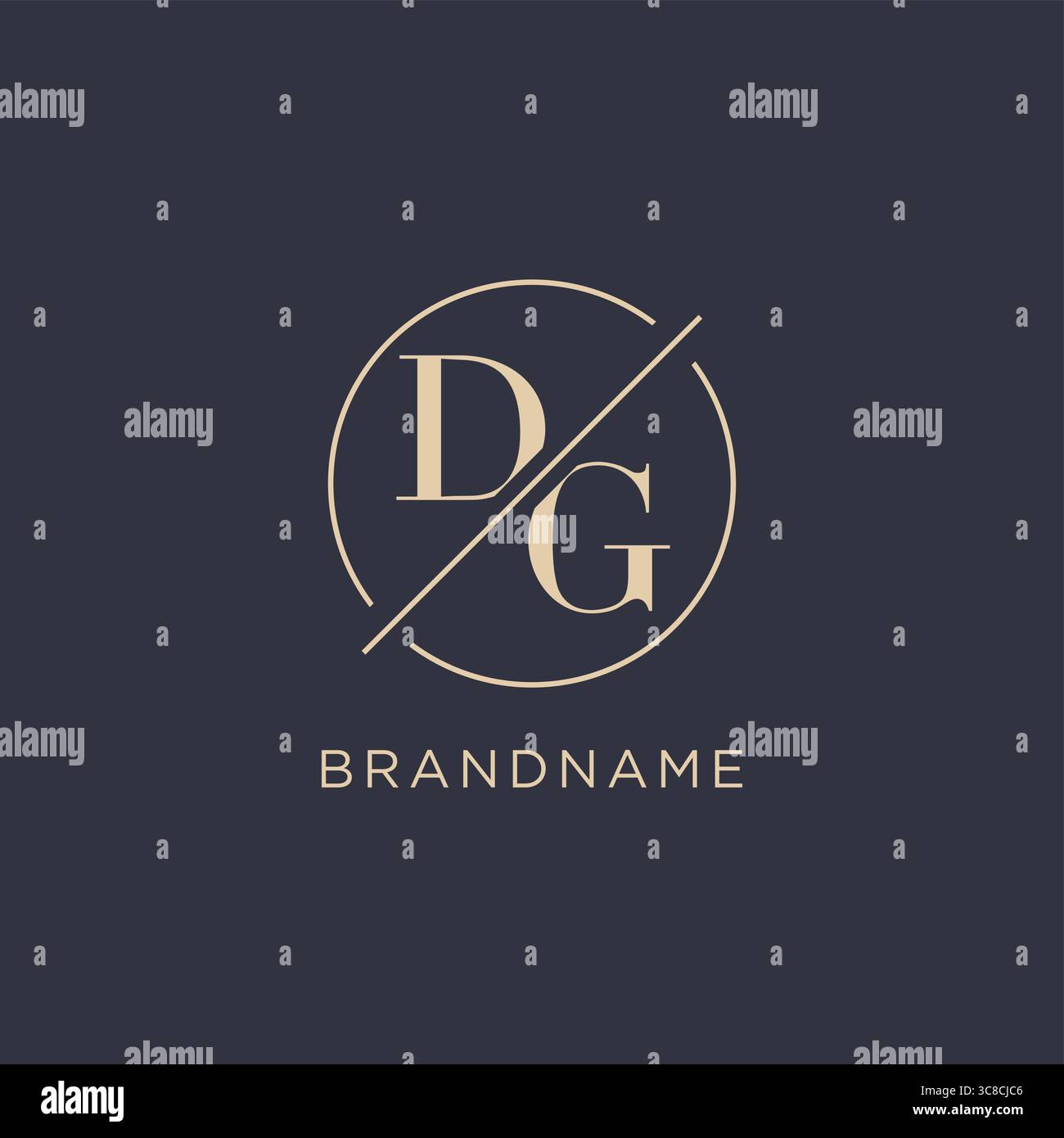 Initial letter DG logo with simple circle line elegant look monogram logo style vector graphic Stock Vector