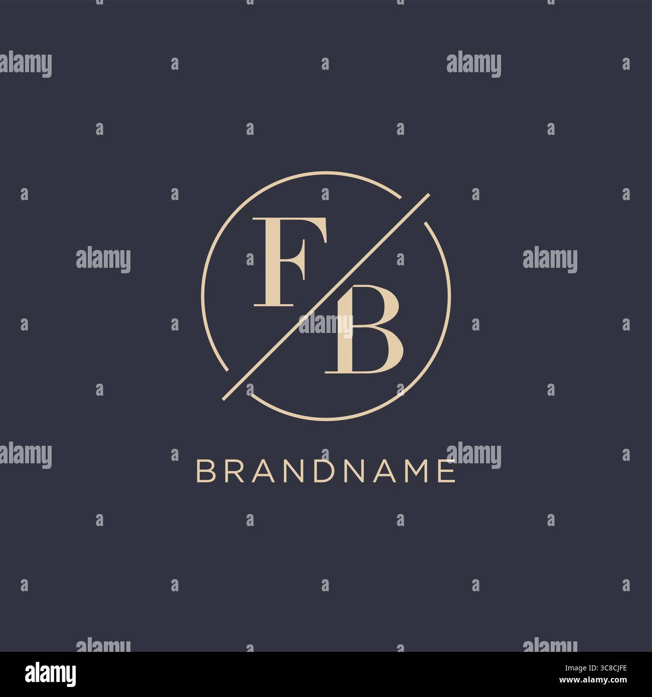 Initial letter FB logo with simple circle line elegant look monogram logo style vector graphic Stock Vector