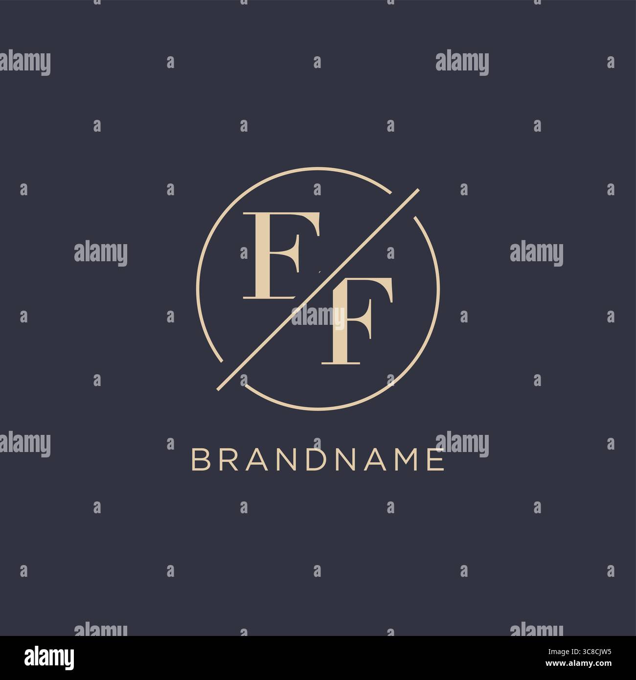 Initial letter EF logo with simple circle line elegant look monogram logo style vector graphic Stock Vector