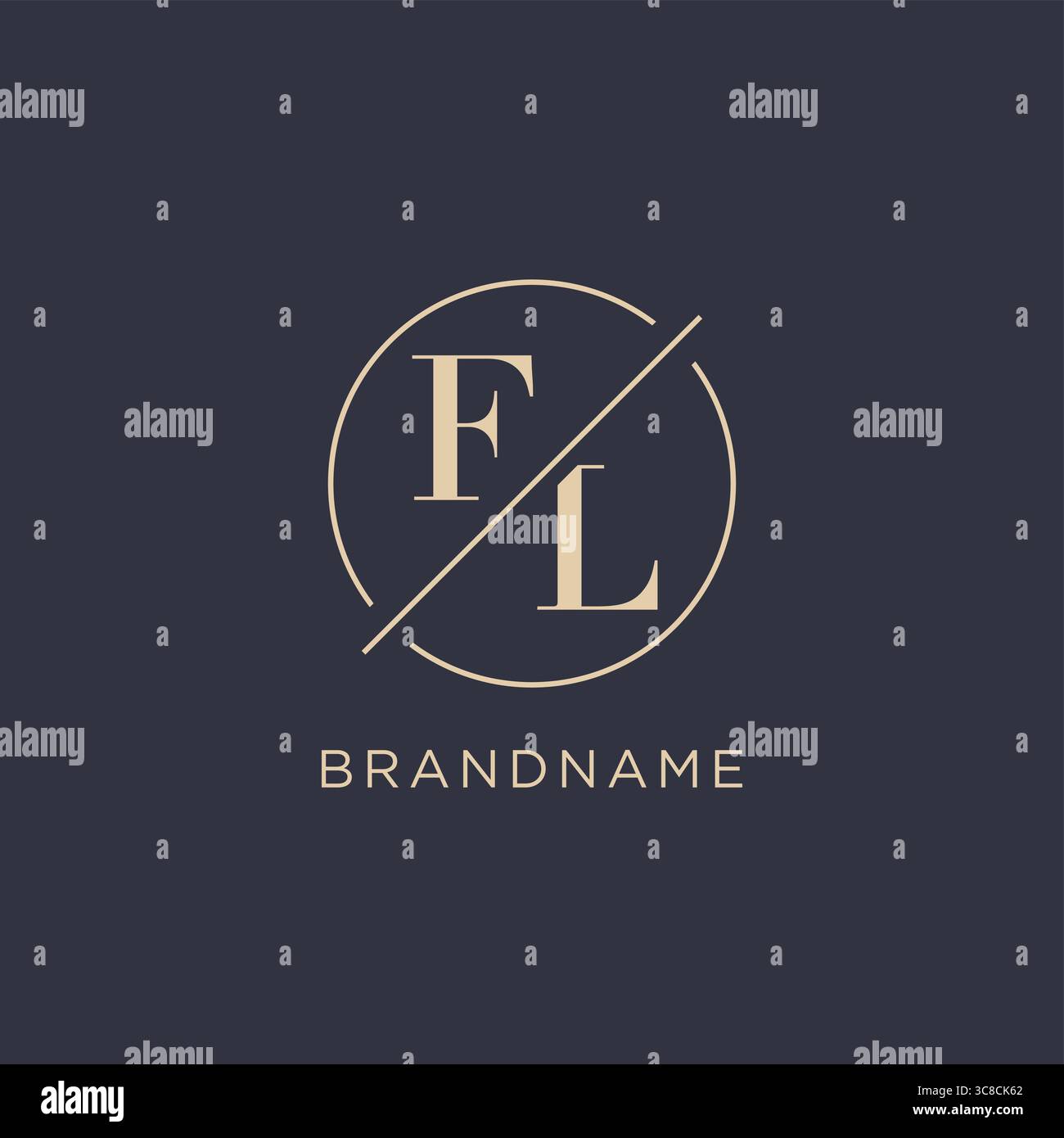 Initial letter FL logo with simple circle line elegant look monogram logo style vector graphic Stock Vector