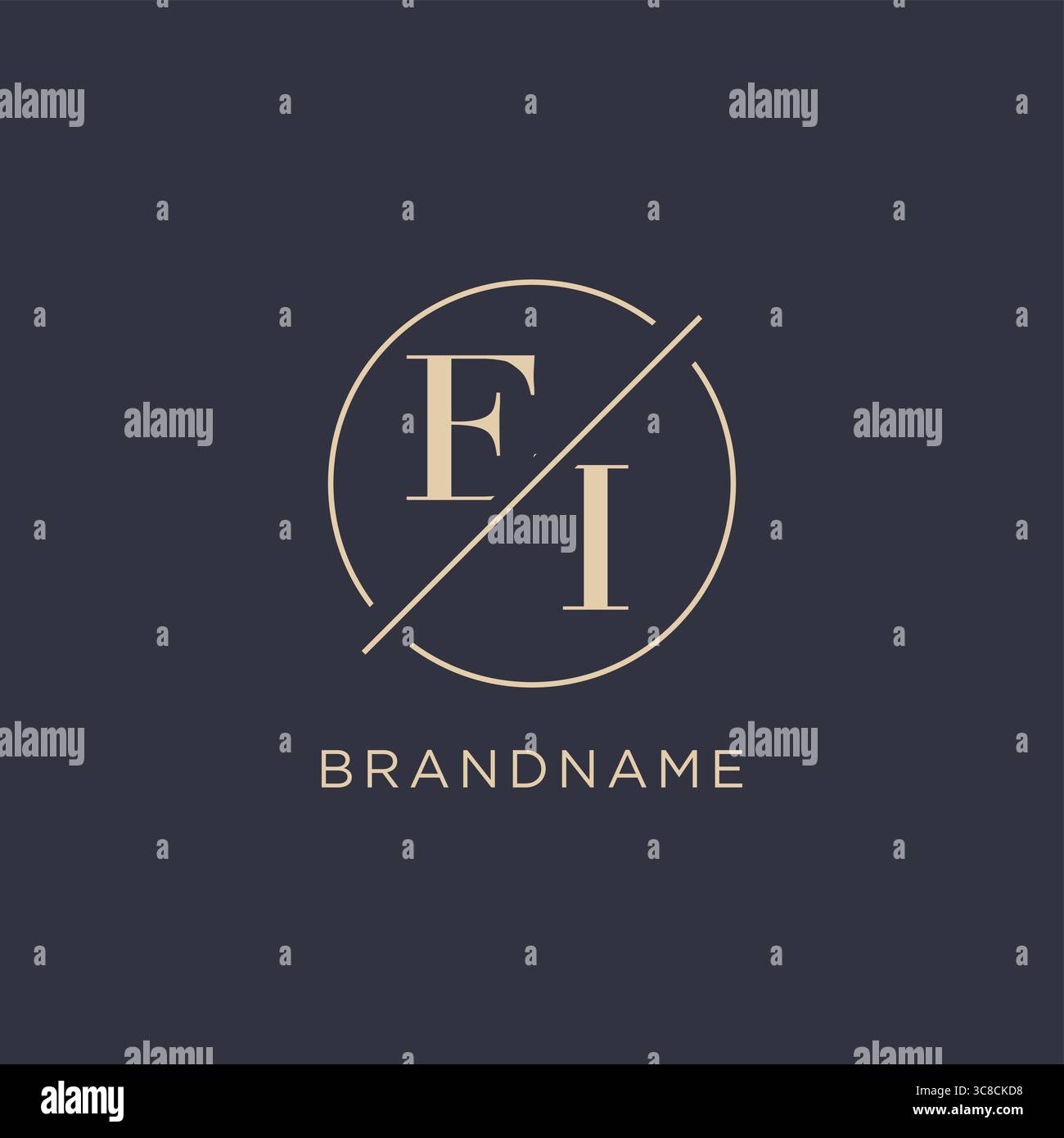 Initial letter EI logo with simple circle line elegant look monogram logo style vector graphic Stock Vector