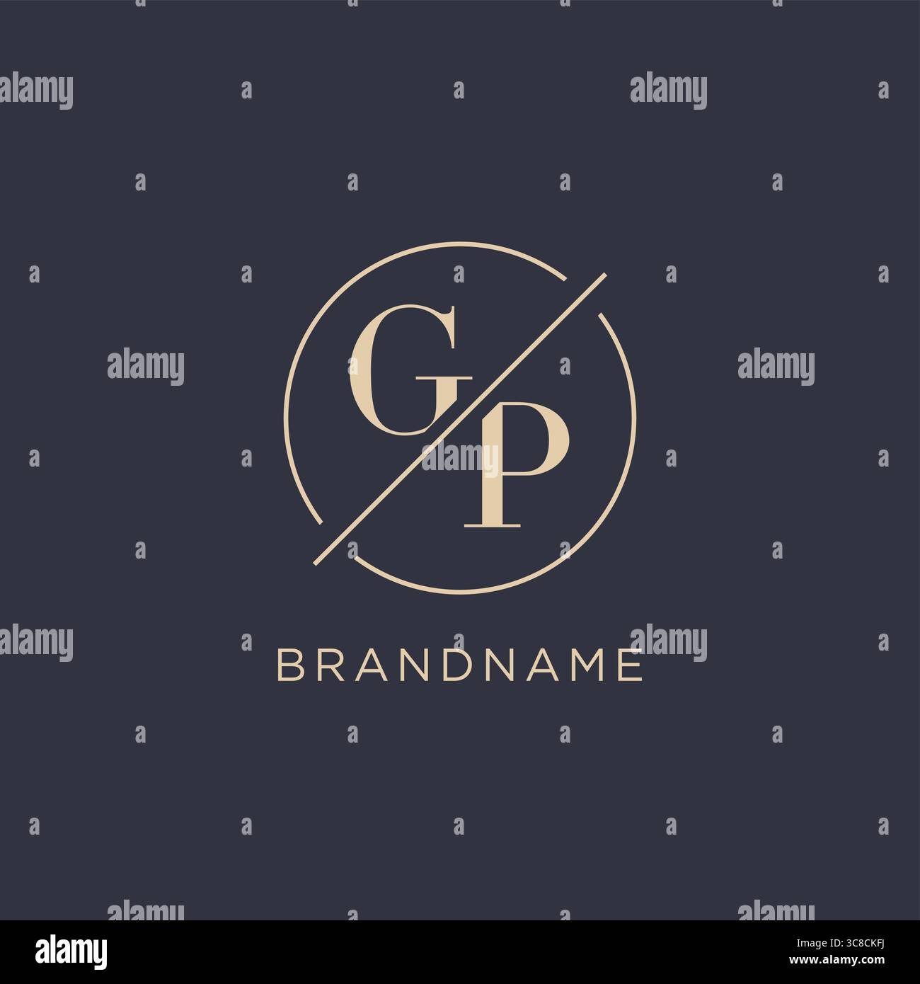 Initial letter GP logo with simple circle line elegant look monogram logo style vector graphic Stock Vector